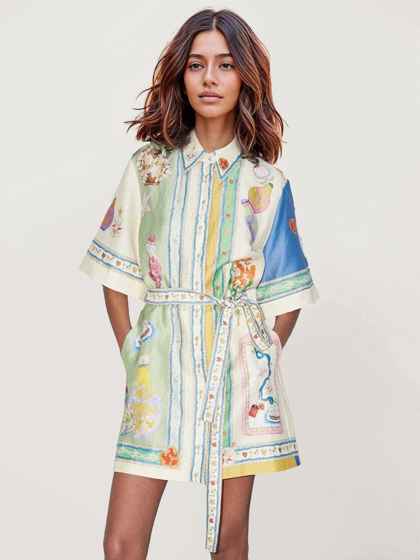 VESTIDO CAMISERO ESTAMPADO VINTAGE