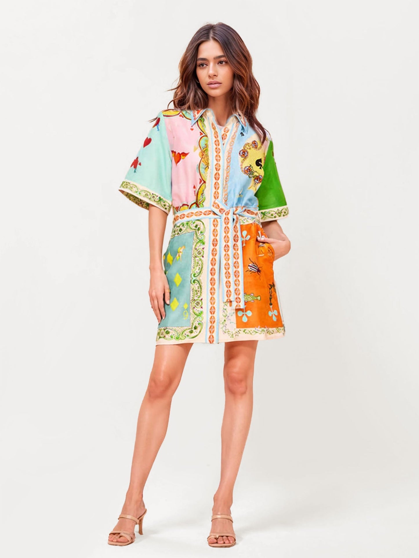 MINI VESTIDO CAMISERO ESTAMPADO