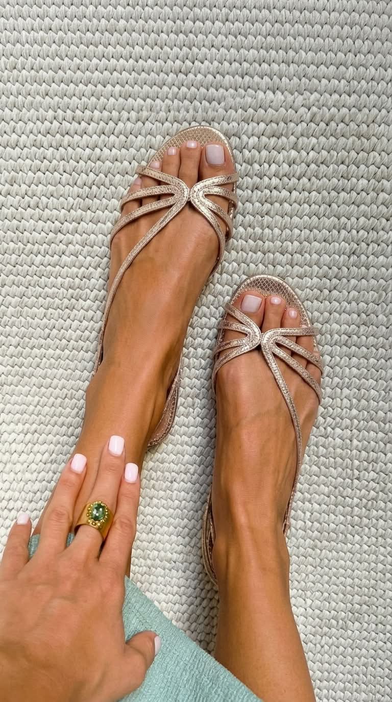 Selene™ - Sandalias metalizadas con efecto serpiente y tiras - Oro
