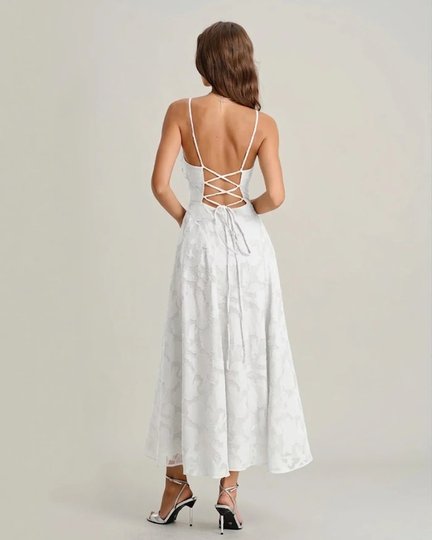 MARIELA - VESTIDO LARGO LISO DE JACQUARD
