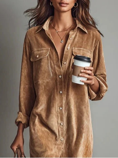 VESTIDO CAMISERO MIDI DE PANA