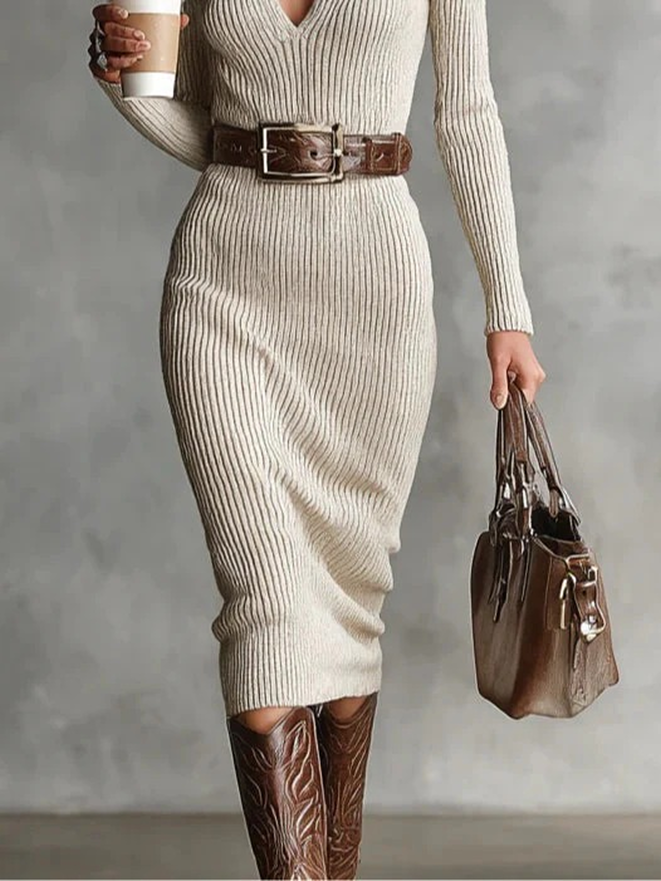 VESTIDO MIDI DE PUNTO CANALÉ
