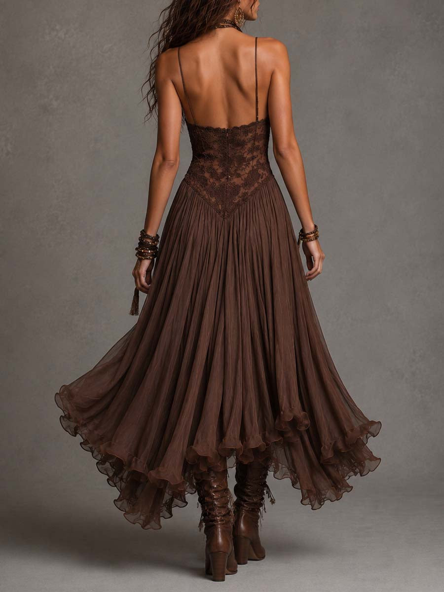 Vestido Federica marrón - detalle