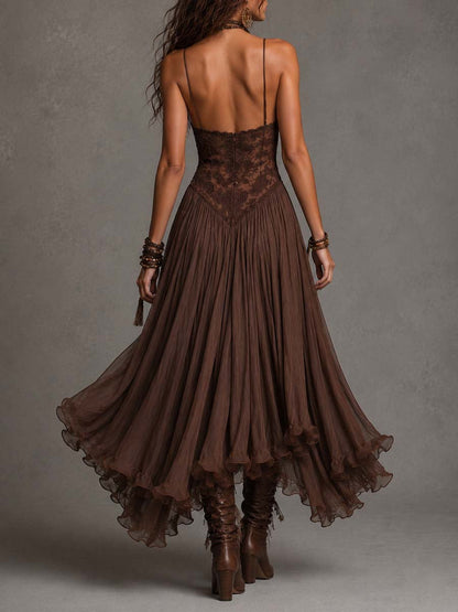 Vestido Federica marrón - detalle