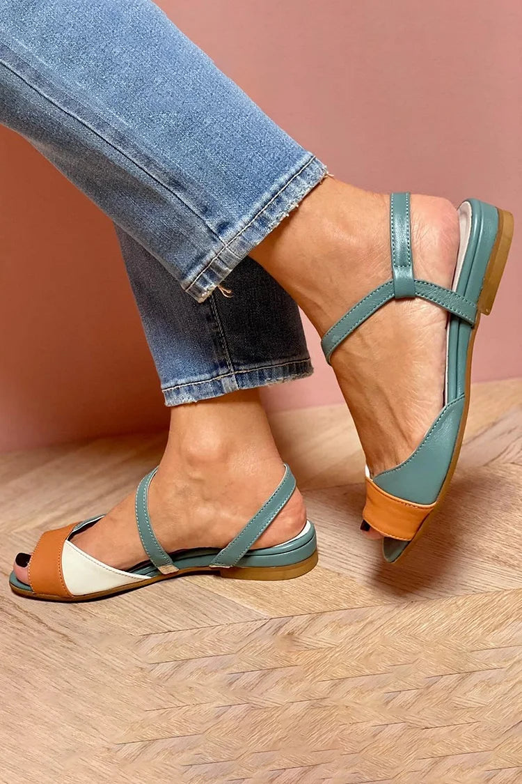 Claudia™ - Sandalias slingback de puntera abierta acolchadas en color block - Azul