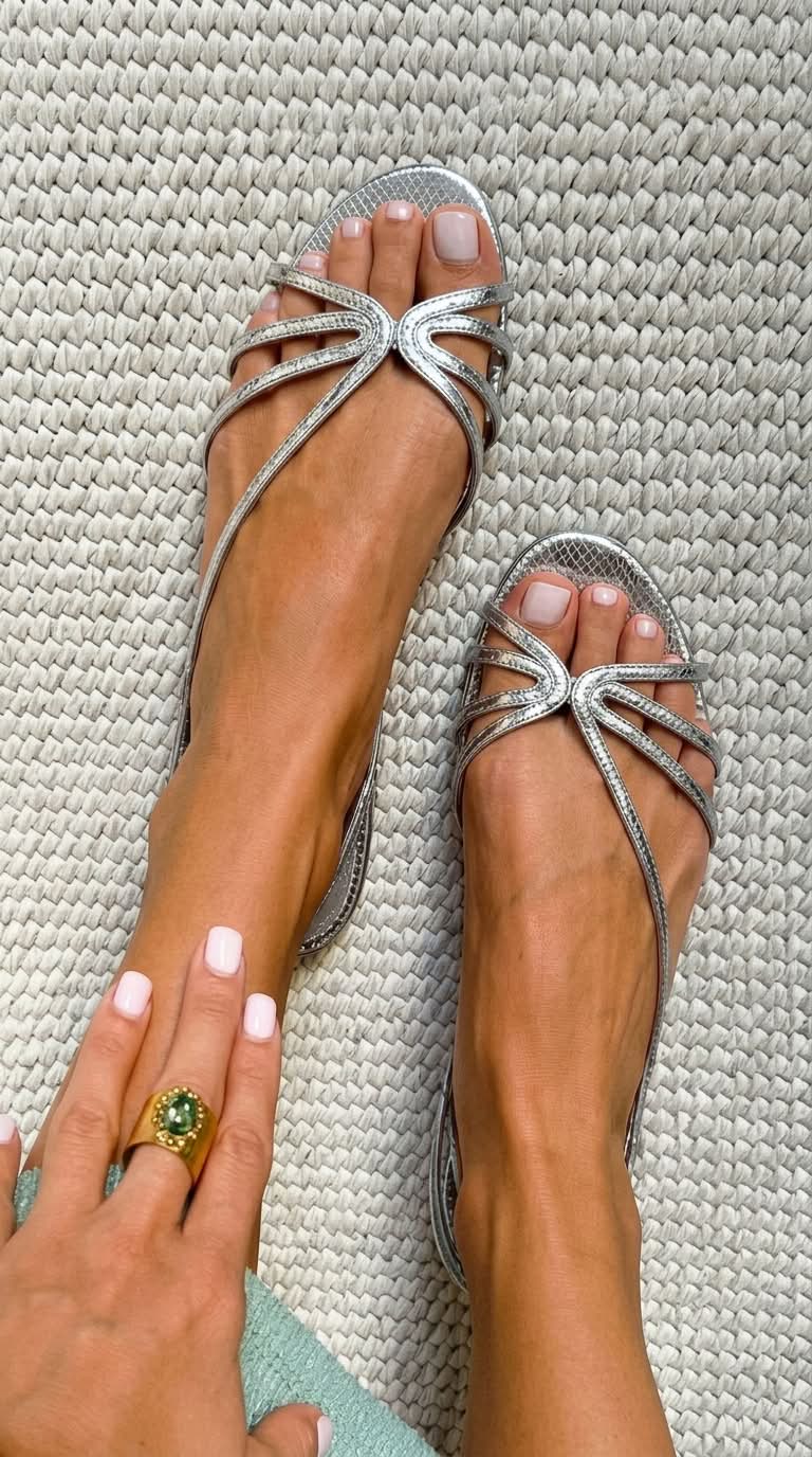 Selene™ - Sandalias metalizadas con efecto serpiente y tiras - Oro