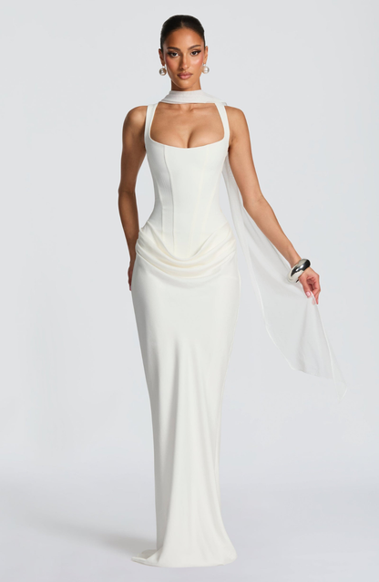 VESTIDO LARGO CORSET DRAPEADO