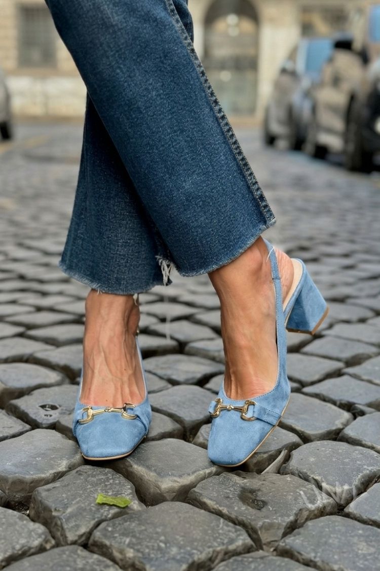 Elvira™ - Tacones de bloque slingback en ante color oliva - Verde
