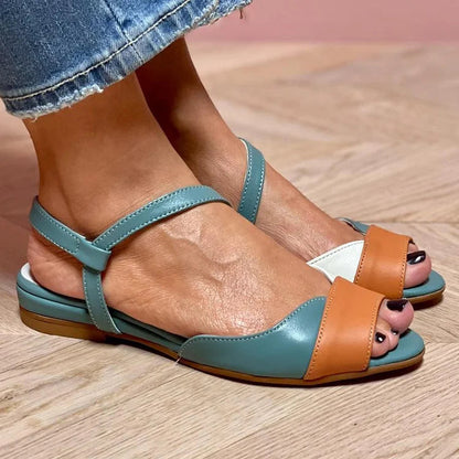 Claudia™ - Sandalias slingback de puntera abierta acolchadas en color block - Azul