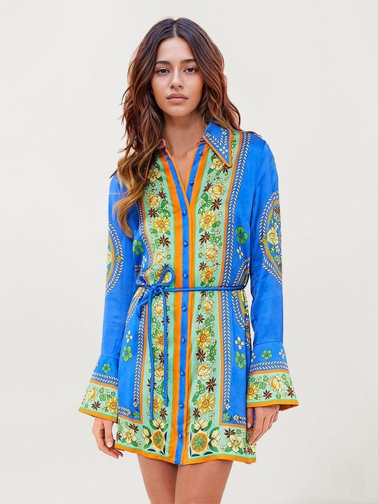 MINI VESTIDO BOHEMIO CON CINTURÓN