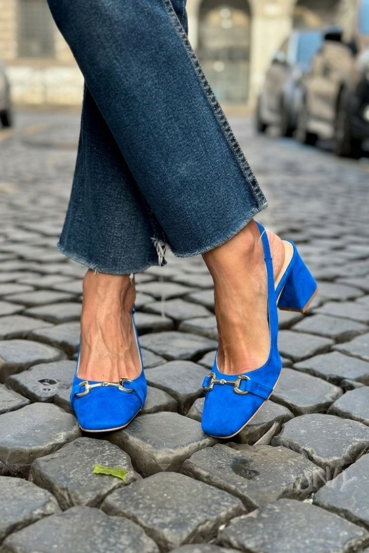 Elvira™ - Tacones de bloque slingback en ante color oliva - Rojo