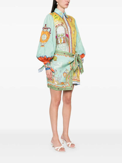VESTIDO CAMISERO ESTAMPADO ARTÍSTICO