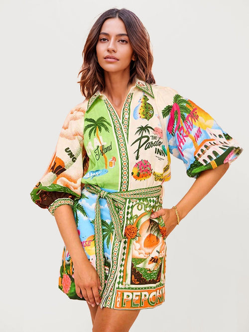 VESTIDO CAMISERO ESTAMPADO PARADISE