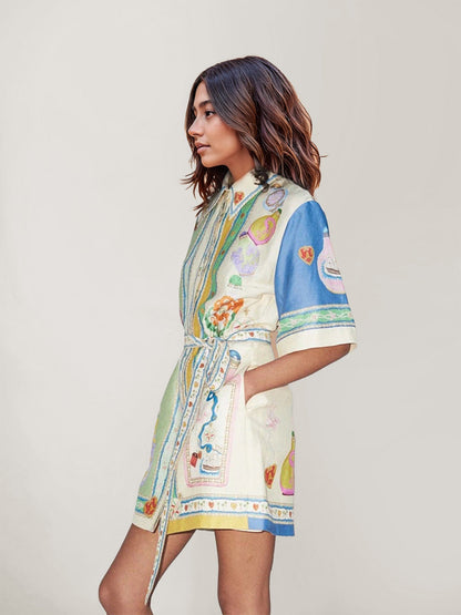 VESTIDO CAMISERO ESTAMPADO VINTAGE