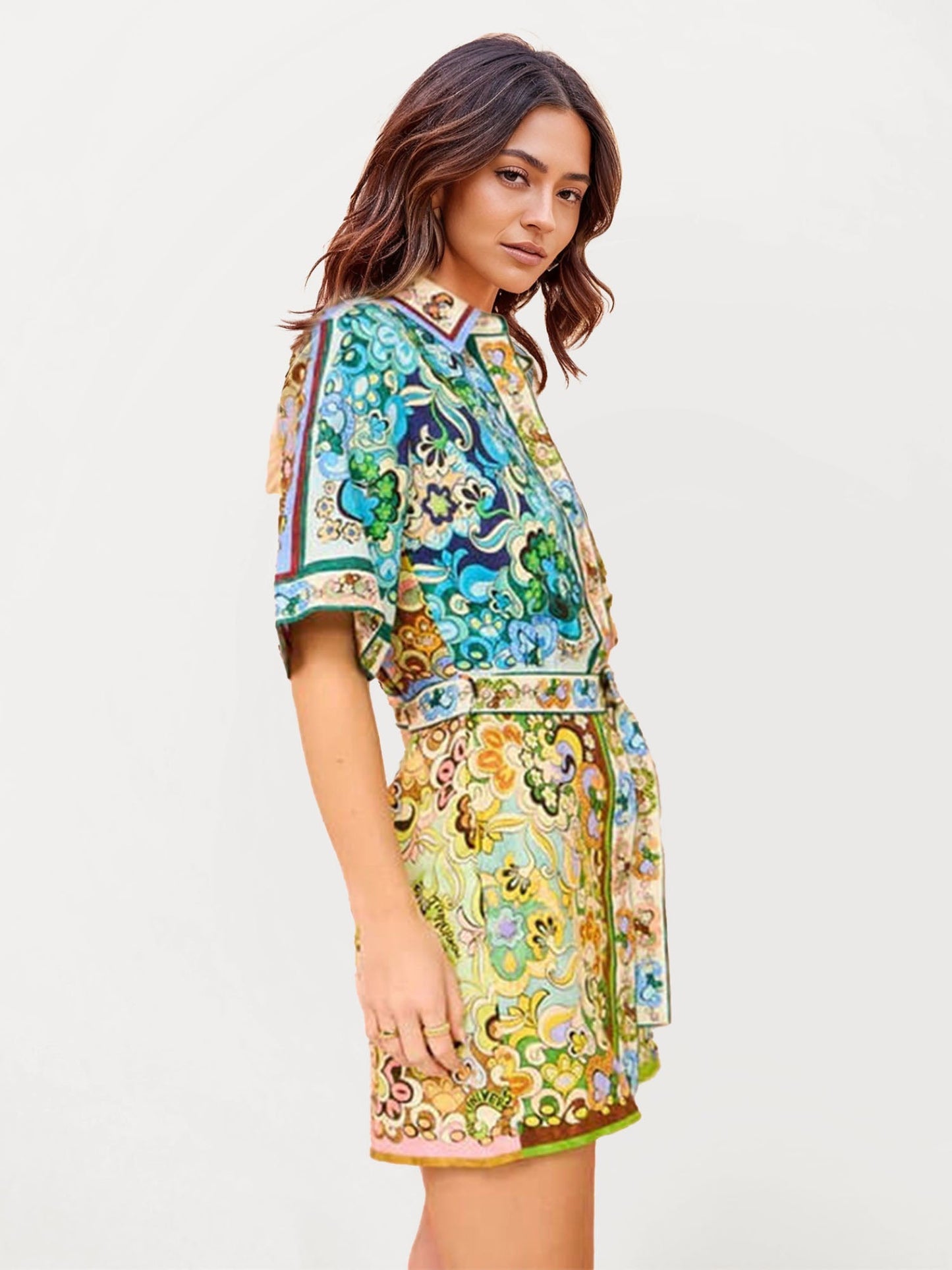 VESTIDO CAMISERO ESTAMPADO CON CINTURÓN