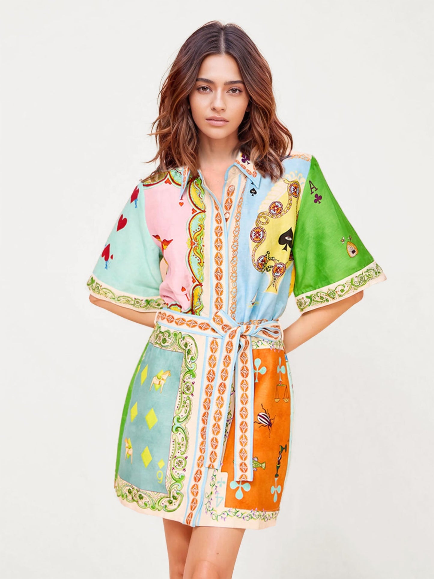 MINI VESTIDO CAMISERO ESTAMPADO