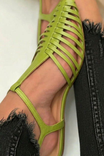 Francesca™ - Sandalias cut-out esenciales casual negras de punta con correa en T - Negro