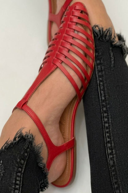Francesca™ - Sandalias cut-out esenciales casual negras de punta con correa en T - Negro