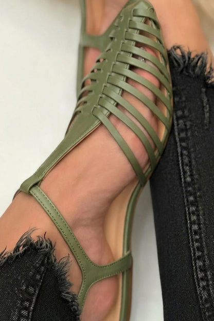Francesca™ - Sandalias cut-out esenciales casual negras de punta con correa en T - Negro