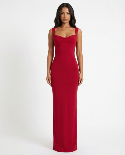 VESTIDO LARGO ESPALDA DESCUBIERTA CON LAZO