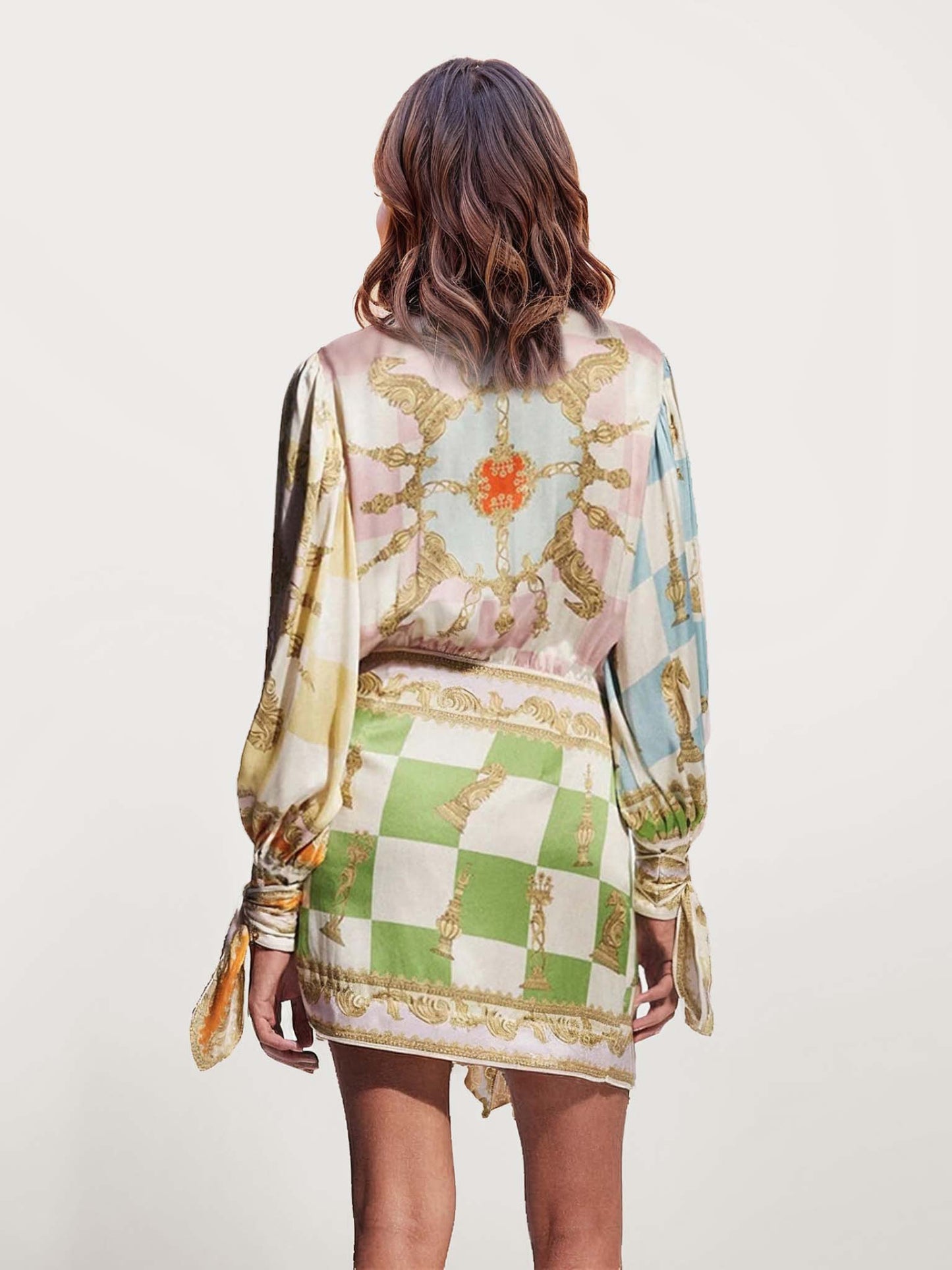 VESTIDO CAMISERO SATINADO ESTAMPADO