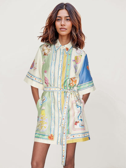 VESTIDO CAMISERO ESTAMPADO VINTAGE
