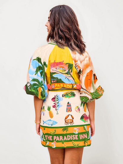 VESTIDO CAMISERO ESTAMPADO PARADISE