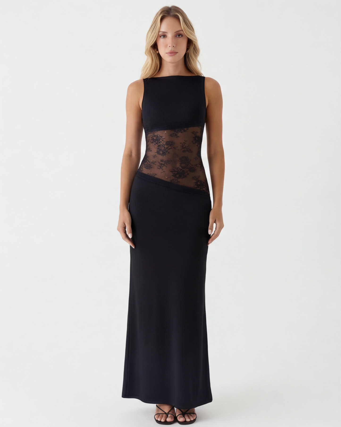 VESTIDO LARGO DETALLE TRANSPARENCIA
