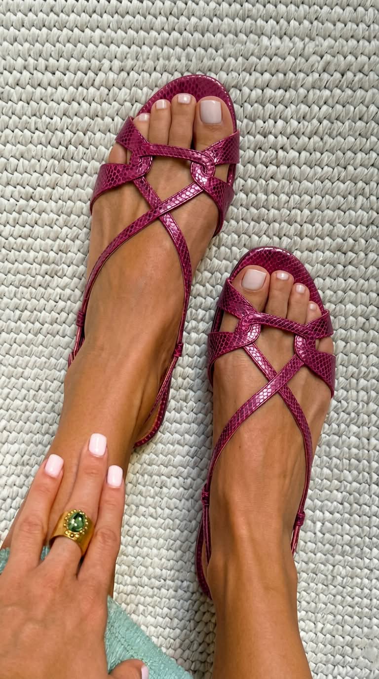Aurelia™ - Sandalias slingback con efecto serpiente de tacón bajo bronce con punta abierta - Bronce