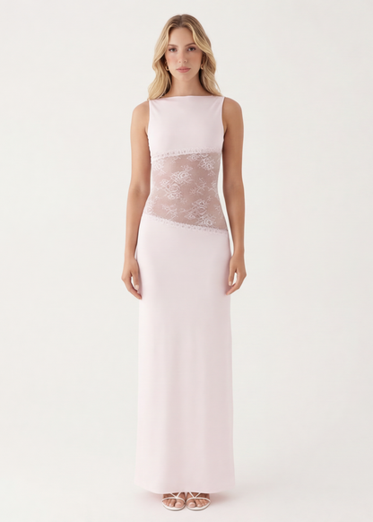 VESTIDO LARGO DETALLE TRANSPARENCIA
