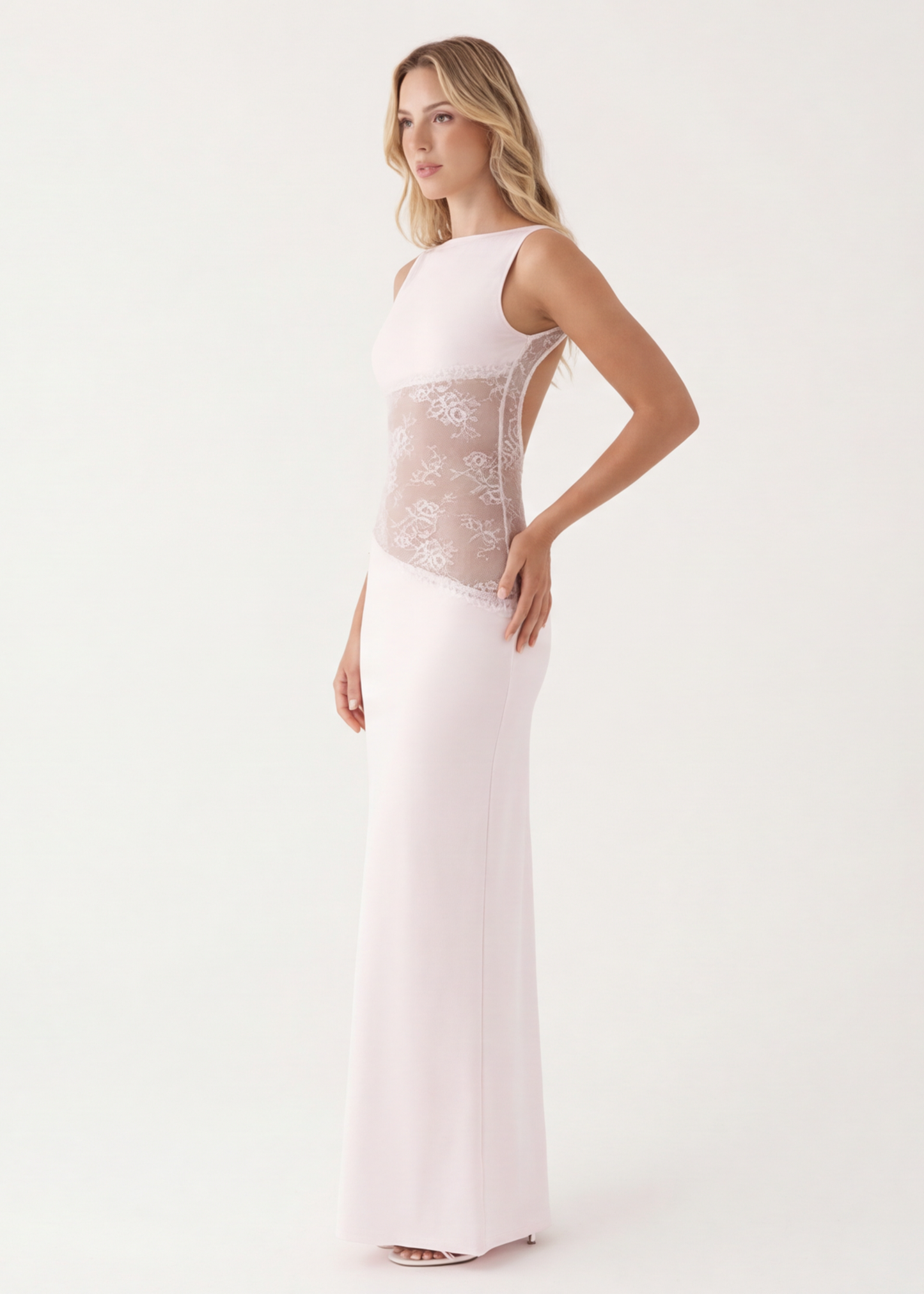 VESTIDO LARGO DETALLE TRANSPARENCIA