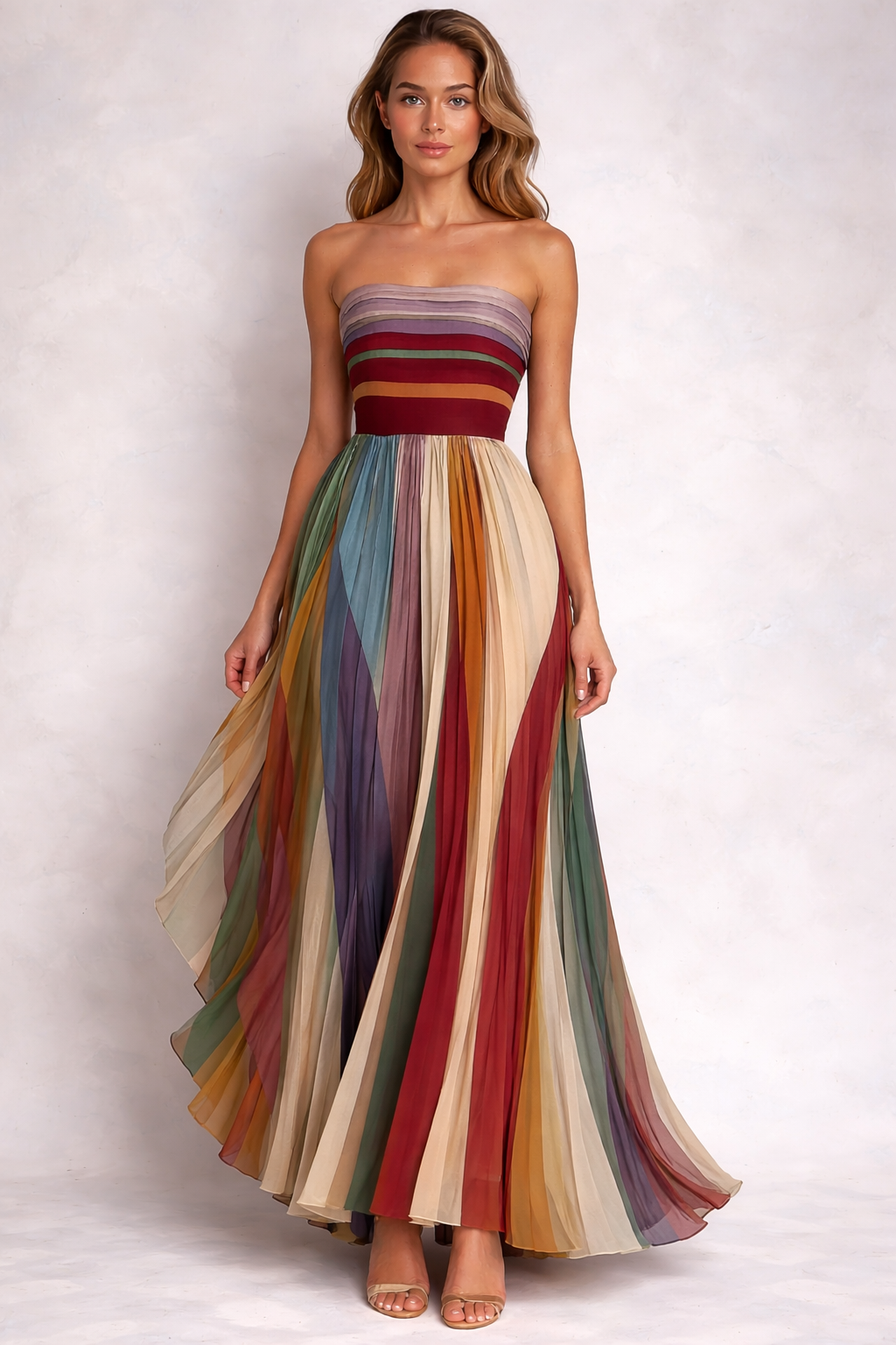 HERA I VESTIDO LARGO PLISADO MULTICOLOR