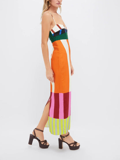 VESTIDO RAYAS GEOMETRICAS MULTICOLOR