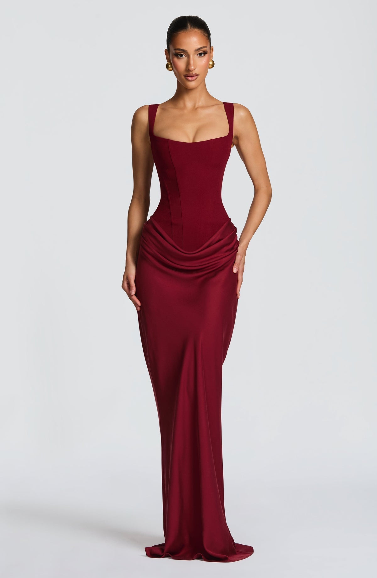 VESTIDO LARGO CORSET DRAPEADO