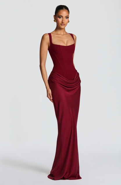 VESTIDO LARGO CORSET DRAPEADO