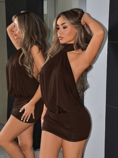 VESTIDO MINI HALTER ESPALDA DESCUBIERTA
