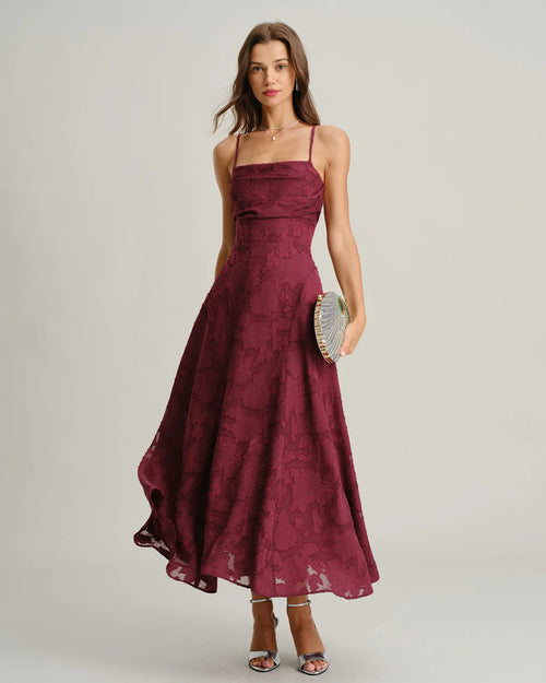 MARIELA - VESTIDO LARGO LISO DE JACQUARD