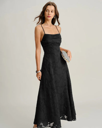 MARIELA - VESTIDO LARGO LISO DE JACQUARD