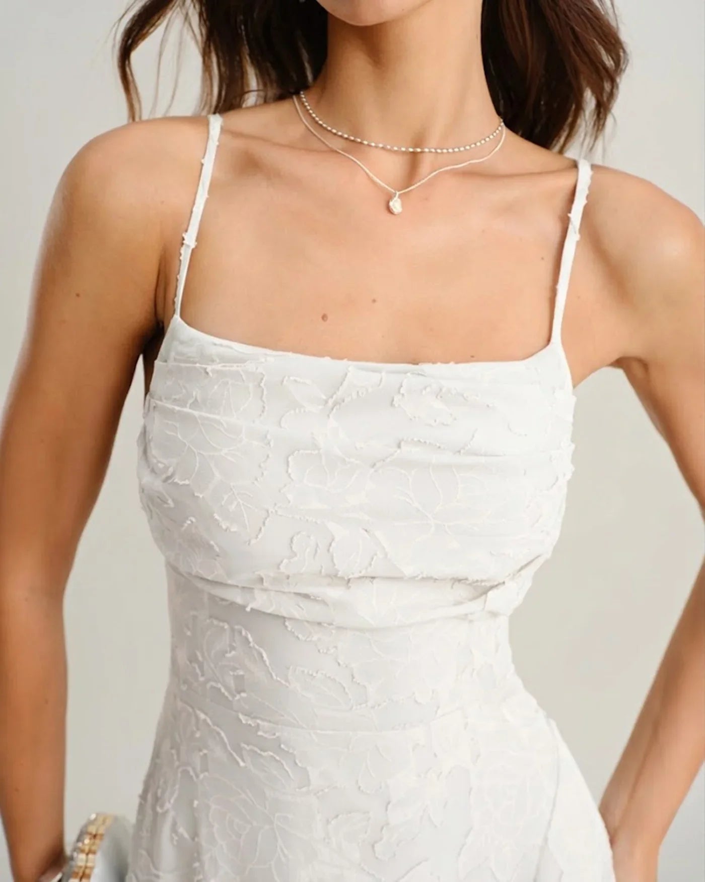 MARIELA - VESTIDO LARGO LISO DE JACQUARD