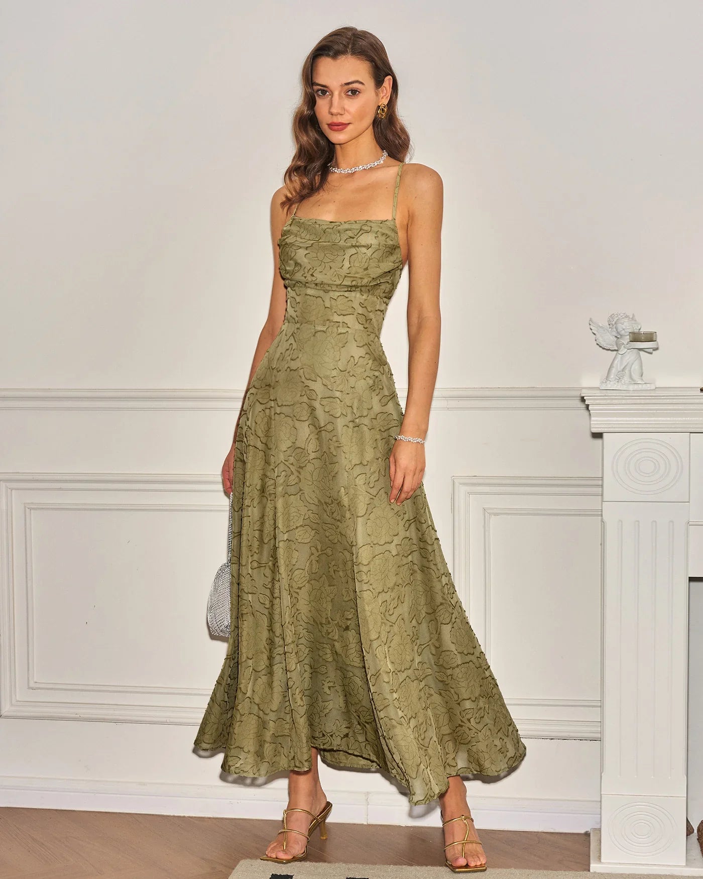 MARIELA - VESTIDO LARGO LISO DE JACQUARD
