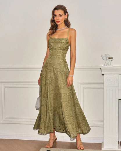 MARIELA - VESTIDO LARGO LISO DE JACQUARD