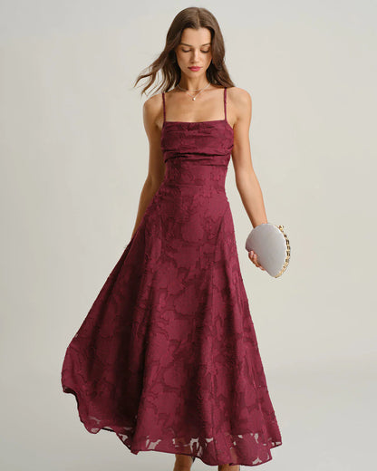 MARIELA - VESTIDO LARGO LISO DE JACQUARD