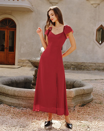 LOU - VESTIDO LARGO DE JACQUARD CON CUELLO CORAZÓN