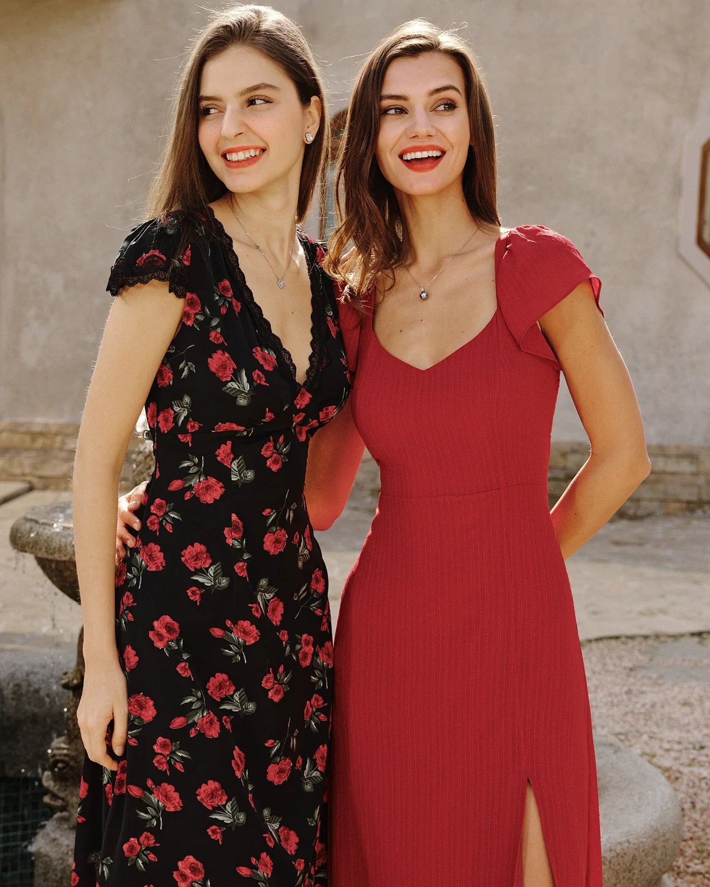 LOU - VESTIDO LARGO DE JACQUARD CON CUELLO CORAZÓN
