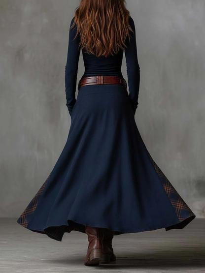 VESTIDO LARGO DRAPEADO DE MANGA LARGA