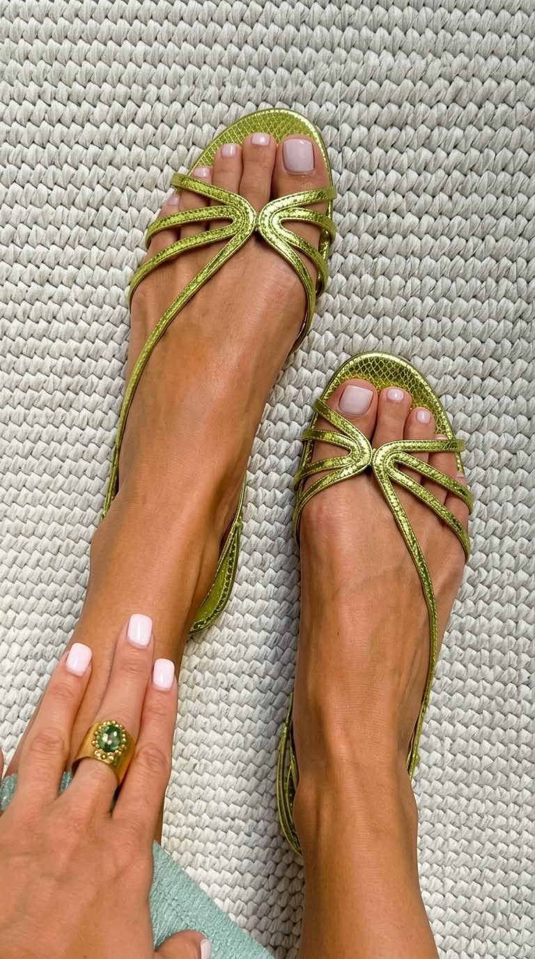 Selene™ - Sandalias metalizadas con efecto serpiente y tiras - Oro