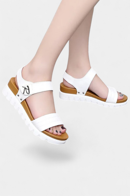 Clotide Sandalias de Plataforma Casual con Doble Correa y Hebilla Ajustable