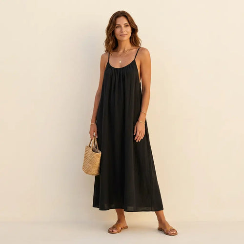 Nerea vestido fluido de espalda abierta en modelo largo y corto