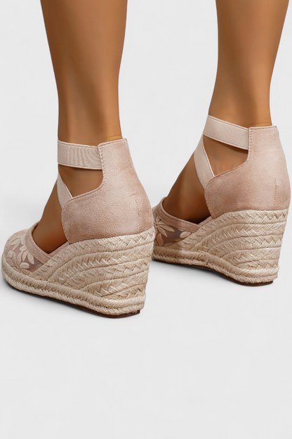 Phylis Sandalias Ortopédicas con Malla Floral y Plataforma de Talón