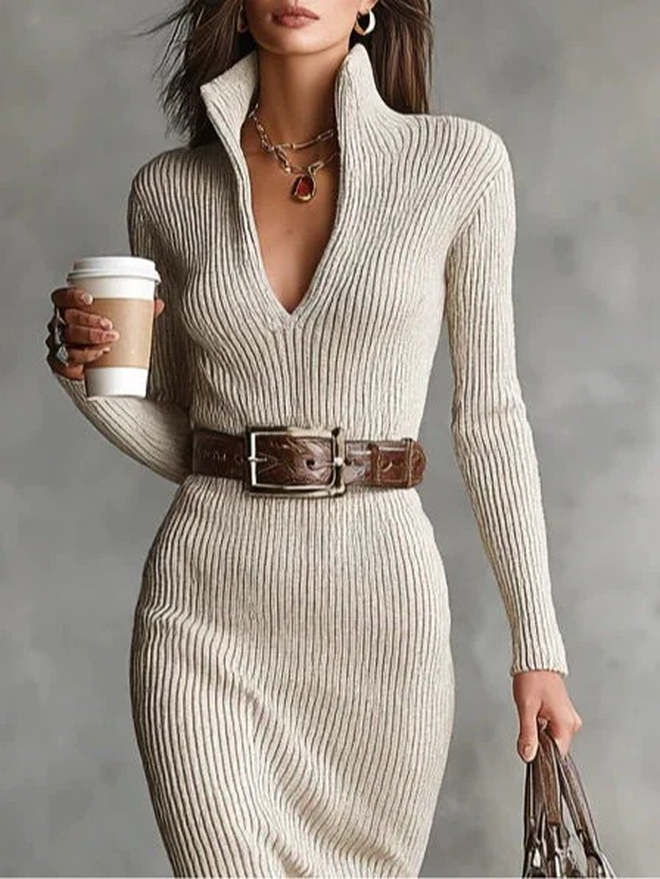 VESTIDO MIDI DE PUNTO CANALÉ
